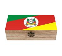 Anceky Bandiera dello Stato di Rio Grande do Sul in Brasile, scatole decorative, scatola portaoggetti in legno con coperchio incernierato e chiusura, organizer per gioielli