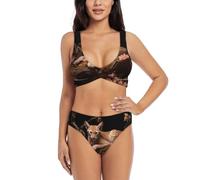 Anceky Bikini a Triangolo a Due Pezzi da Donna con Stampa Leopardo su Un Albero Morto e Top a U.