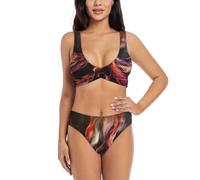Anceky Bikini a Triangolo a Due Pezzi da Donna MistyPattern con Top a U e Costume da Bagno Sexy.