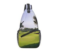 Anceky Borsa a tracolla con stampa artistica del campo da golf per uomo e donna, zaino casual a tracolla per scuola, escursionismo, campeggio, viaggio, nero, taglia unica, zaino da escursionismo
