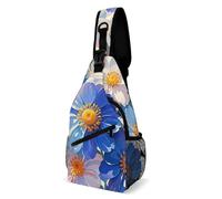 Anceky Borsa a tracolla con stampa di fiori ad vivaci, zaino a tracolla, borsa a tracolla per donna e uomo, borsa da petto per lavoro, viaggio, escursionismo