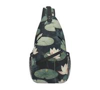 Anceky Borsa a tracolla con stampa di ninfee nere per uomo e donna, zaino casual a tracolla per scuola, escursionismo, campeggio, viaggi, nero, taglia unica, zaino da escursionismo