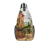 Anceky Borsa a tracolla con stampa toscana, per uomo e donna, casual, con tracolla, per scuola, escursionismo, campeggio, viaggi, nera, taglia unica, zaino casual.