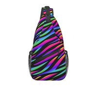 Anceky Borsa a tracolla con stampa zebra arcobaleno a strisce colorate per donna e uomo, borsa a tracolla leggera regolabile, zaino a tracolla, zaino casual per sport, viaggi, escursioni