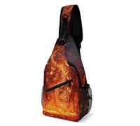 Anceky Borsa a tracolla per uomo e donna Borsa a tracolla casual con nota musicale e fiamma rossa Zaino a tracolla per viaggio Zaino da giorno