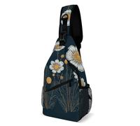 Anceky Borsa a tracolla per uomo e donna, tre fiori bianchi, borsa a tracolla casual, zaino a tracolla per viaggio, zaino da giorno