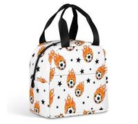 Anceky Borsa termica impermeabile e leggera per il pranzo, adatta sia per uomo che per donna, con manici antiscivolo e isolamento termico a prova di perdite (Fire Soccer Cool Football)
