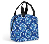 Anceky Borsa termica impermeabile e leggera per il pranzo, adatta sia per uomo che per donna, con manici antiscivolo e isolamento termico a prova di perdite (Delfini e Fiori)