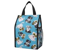 Anceky Borsa termica leggera e isolata, con stampa Old English Dogs, impermeabile e pieghevole, con tasche a rete per snack e bevande.