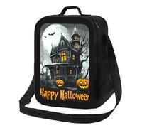 Anceky Borsa termica per il pranzo a forma di castello, zucca, luna di Halloween, riutilizzabile e a prova di perdite, ideale per uomo, donna, ufficio, lavoro, scuola, spiaggia o viaggio.