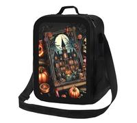 Anceky Borsa termica per il pranzo a forma di teschio, zucca, castello, quaderno, castello, riutilizzabile e a prova di perdite, ideale per uomo, donna, ufficio, lavoro, scuola, spiaggia o viaggio.