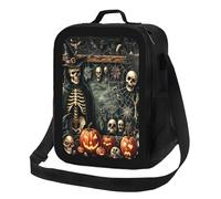 Anceky Borsa termica per il pranzo a forma di teschio, zucca e mago di Halloween, riutilizzabile e a prova di perdite, ideale per uomo, donna, ufficio, lavoro, scuola, spiaggia o viaggio.