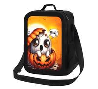 Anceky Borsa termica per il pranzo a tema Halloween con fantasmi e zucche, riutilizzabile e a prova di perdite, ideale per uomo, donna, ufficio, lavoro, scuola, spiaggia o viaggi.