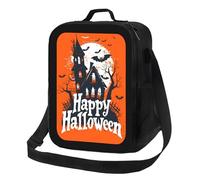 Anceky Borsa termica per il pranzo a tema Halloween con poster del castello, riutilizzabile e a prova di perdite, ideale per uomo, donna, ufficio, lavoro, scuola, spiaggia o viaggi.