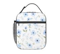Anceky Borsa termica per il pranzo Blue flower Lea per uomo e donna, borsa termica riutilizzabile con tasca frontale, borsa termica per il pranzo per lavoro, picnic e viaggi.