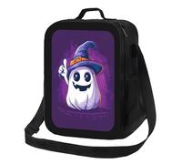 Anceky Borsa termica per il pranzo con cappello da mago e fantasmi di Halloween, riutilizzabile e a prova di perdite, ideale per uomo, donna, ufficio, lavoro, scuola, spiaggia o viaggio.