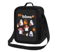 Anceky Borsa termica per il pranzo con zucche e fantasmi di Halloween, riutilizzabile e a prova di perdite, ideale per uomo, donna, ufficio, lavoro, scuola, spiaggia o viaggio.
