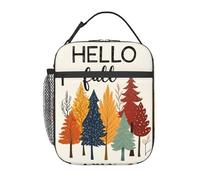 Anceky Borsa termica per il pranzo Fall Beige Tree per uomo e donna, borsa termica riutilizzabile con tasca frontale, borse termiche per il pranzo per uomo e donna per lavoro, picnic, viaggi.