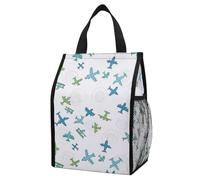 Anceky Borsa termica pieghevole a prova di perdite, con divertente disegno di aeroplani su un cielo bianco, ideale per il pranzo in ufficio e per gli amanti delle attività all'aperto.