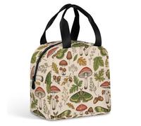 Anceky Borsa termica pieghevole e leggera per il pranzo, ideale per uomo e donna, con motivo a falena e funghi, perfetta per picnic, feste e spesa. Borsa termica isolante a prova di perdite.