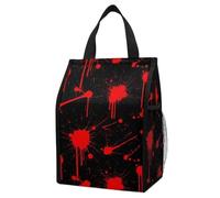 Anceky Borsa termica portatile isolata per il pranzo, Classic Horror Blood Schizzi Nero, Leggera, Impermeabile, Pieghevole, Contenitore Termico per Alimenti per Pendolarismo e Campeggio