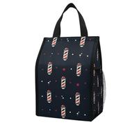 Anceky Borsa termica portatile pieghevole e isolata, bandiera vintage da palo da barbiere, borsa termica a prova di perdite con tasche per picnic e spostamenti quotidiani