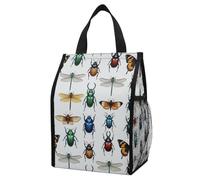 Anceky Borsa termica unisex per il pranzo, con stampa Colora gli insetti, riutilizzabile, a prova di perdite, pieghevole, con tasche, ideale per l'ufficio e i picnic.