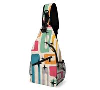 Anceky Borse a tracolla Atomic Art moderna di metà secolo, per uomo e donna, zaino a tracolla, borsa a tracolla, zaino a tracolla., 15x8x4 pollici