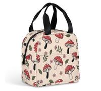 Anceky Borse termiche a prova di perdite per il pranzo, per uomo e donna, con motivo a pois rossi e funghi, ideali per ufficio, picnic, escursioni, spiaggia, viaggi e uso quotidiano.