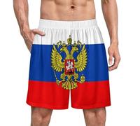 Anceky Boxer da Pigiama da Uomo in Raso con Bandiera dell'aquila Russa, Effetto Seta, Intimo da Notte