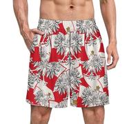 Anceky Boxer da Pigiama da Uomo in Raso con Bandiera Polacca dell'aquila, Biancheria Intima da Notte Effetto Seta