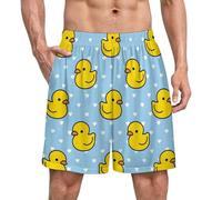 Anceky Boxer da Pigiama da Uomo in Raso con Motivo a paperella Gialla, Effetto Seta, per Dormire