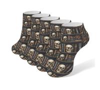 Anceky Calzini alla caviglia unisex con teschio e libreria magica, modello classico, confezione da 5 paia.