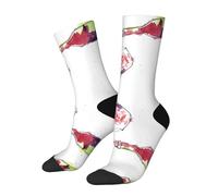 Anceky Calzini da uomo e da donna con motivo raffigurante una bottiglia di vino rosso che si tuffa nel cibo, nelle bevande e nelle festività.