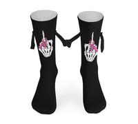 Anceky Calzini magnetici divertenti per tenere le mani, per donne e uomini, con la bandiera della consapevolezza del cancro al seno: nessuno combatte da solo