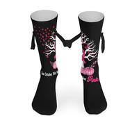 Anceky Calzini magnetici divertenti per tenere le mani, per donne e uomini, con la bandiera della consapevolezza del cancro al seno: nessuno combatte da solo