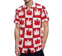 Anceky Camicia abbottonata con Foglia d'Acero per Il Canada Day, da Uomo, a Maniche Corte, Casual, Estiva