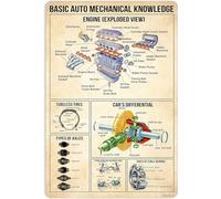 Anceky Cartelli in metallo con conoscenze meccaniche di base per auto, poster per officine di riparazione di motori, decorazione da parete per la casa vintage, cartello in latta per garage, 5,5x8