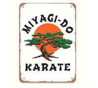 Anceky Cartello in metallo vintage in alluminio ispirato al karate Miyagi-Do, decorazione da parete con incisione su lamina, 12x8 pollici