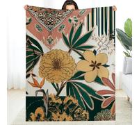 Anceky Coperta in flanella con carta da parati floreale e fiori, morbida e calda coperta decorativa per divano, viaggio, campeggio, letto, regalo multiuso per tutte le stagioni, 30 x 40 pollici