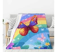 Anceky Coperta in pile, colorata, con farfalle che volano, coperta in flanella per neonati, 80x60 pollici, perfetta per campeggio, letto, divano, pisolino in ufficio, per tutte le stagioni, per b