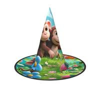 Anceky Coppia carina di scimmie (1) Stampa cappelli di Halloween, feste, trucco natalizio, accessori per giochi di ruolo