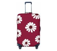 Anceky Coprivaligia da viaggio con bellissimi fiori bianchi, in spandex, con stampa fronte-retro, adatto a bagagli da 18 a 32 pollici, coprivaligia per bambini e adulti, taglia media