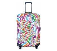 Anceky Coprivaligia da viaggio con motivo zebra colorato, in spandex, con protezione per valigia, antigraffio, adatto a bagagli da 18-32 pollici, custodia per valigia per bambini e adulti, piccola