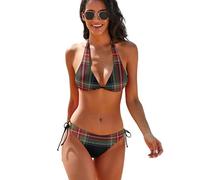 Anceky Costume da Bagno Bikini a Due Pezzi da Donna con Stelle e Bandiera Americana, Top Corto e Stampa.