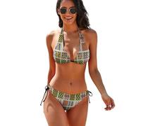 Anceky Costume da Bagno Bikini a Due Pezzi da Donna con Stelle e Bandiera Americana, Top Corto e Stampa.