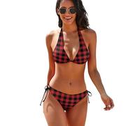 Anceky Costume da Bagno Bikini a Due Pezzi da Donna con Stelle e Bandiera Americana, Top Corto e Stampa.