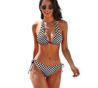Anceky Costume da Bagno Bikini a Due Pezzi da Donna con Stelle e Bandiera Americana, Top Corto e Stampa.