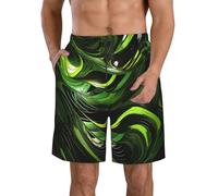 Anceky Costume da Bagno da Uomo, Pantaloncini da Spiaggia ad Asciugatura Rapida, Costume da Bagno Estivo con Motivo Astratto Verde Serpente e Tasche