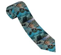 Anceky Cravatta da uomo con tartaruga marina, classica cravatta in seta, cravatta elegante slim, cravatta originale, cravatta da lavoro o da matrimonio per uomo